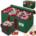 thumbnail image 1 of Yexmas Large Christmas Ornament Storage Box,Holiday Decoration Ornament Storage with Reinforced Handles & Extra Pockets,Green, 1 of 7