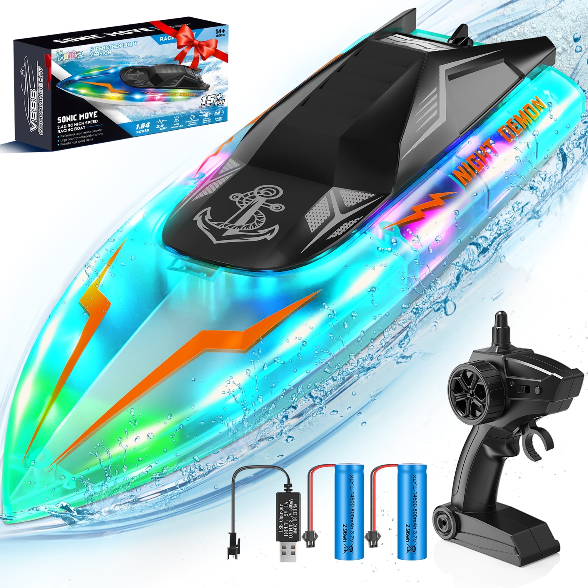 Yexmas 2.4 GHz Remote Control Boat For Pool And Lakes 15 MPH Fast RC Boat RC Toy Boats For Adults And Kids Green Walmart