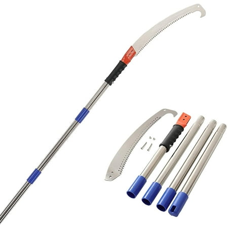 IHOMEPARK 10FT Extendable Pole Saw, Stainless Steel, 3-Sided Cutter Blade