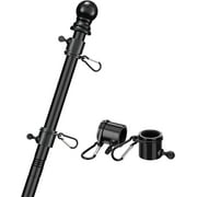 IHOMEPARK Black Flag Pole for Outside House Yard Porch, 5ft Heavy Duty Garden Flag Pole with Rope for 3x5 American Flagwithout Holder