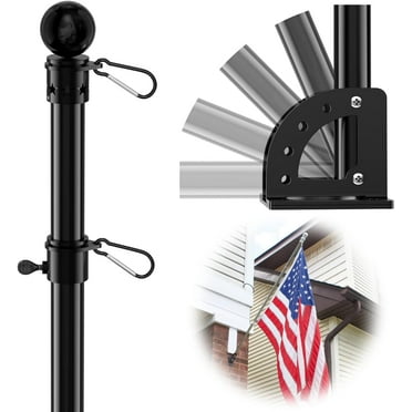 Yeyebest 6ft Black Stainless Steel Flagpole for House with 5 Position Mounting Bracket