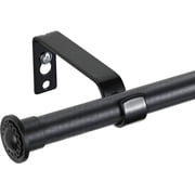 IHOMEPARK Black Curtain Rod for Windows 28 to 48 inches for Sliding Glass Door, 5/8In Adjustable Metal Pole with Brackets, Modern Classic Finial Style