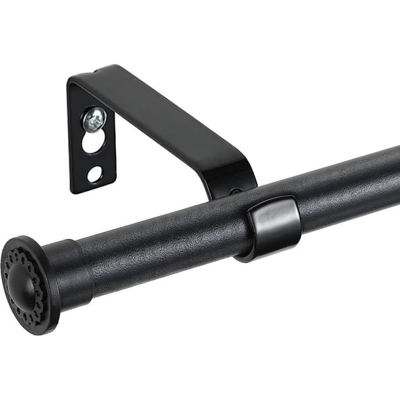 Yeyebest Black Curtain Rod for Windows 28 to 84 inches , 5/8 Inch Metal Pole with Brackets, Modern Simplicity Décor Style
