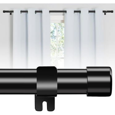 FLY HAWK Black Curtain Rods for windows 30 to 46 inches, 1 inch Metal Curtain Rod Kit with Adjustable Brackets