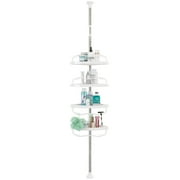 Yeyebest Rust Resistant 4-Shelf Plastic Tension Pole Bathroom Corner Shower Caddy, Silver
