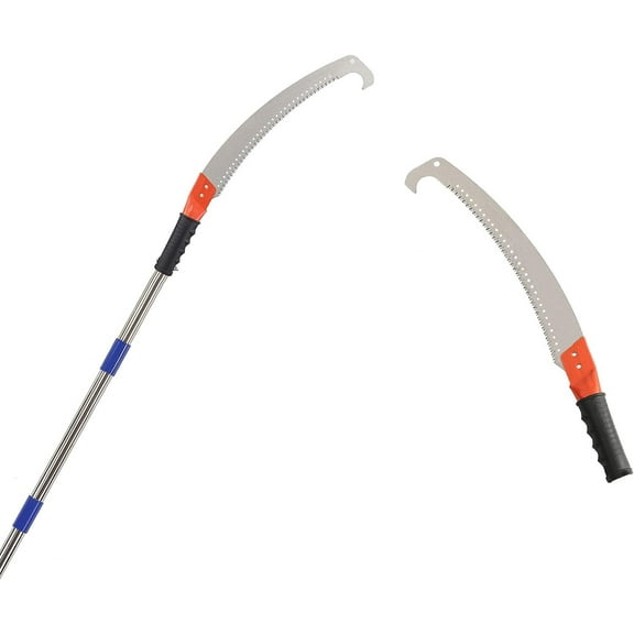 IHOMEPARK Extendable Manual Pole Saw with 7.5 ft Stainless Steel Pole and 3-Sided Cutter Blade