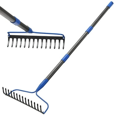 Yeyebest 14 Tines Metal Garden Bow Rake with 60 inch Long Handle, Stainless Steel Rake for Lawn