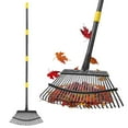 thumbnail image 1 of Large Rake for Leaves, 60 inch Adjustable Handle 25-Tines Metal Collapsible Rake for Gardening, Outside, Yard, 1 of 7