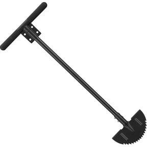 IHOMEPARK Half Moon Lawn Edger, Sharp Saw-Tooth Manuel Lawn Edger Tool with T-Grip Handle for Landscaping, Garden, Sidewalk, Yard