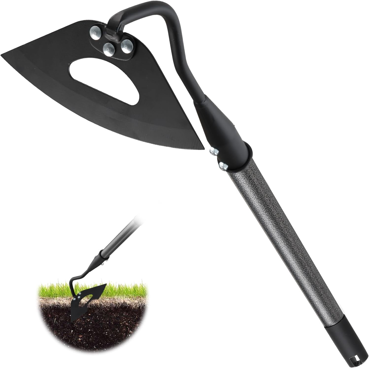 Yeyebest Hardened Hollow Hoe with Long Handle, 55 Inch, Heavy Duty