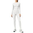 thumbnail image 1 of Yfalhf 2 Piece Activewear Outfit for Women Leggings Quick-Dry Yoga Set Long Sleeve Top for Gym,Workout,Running and Training White XS, 1 of 5