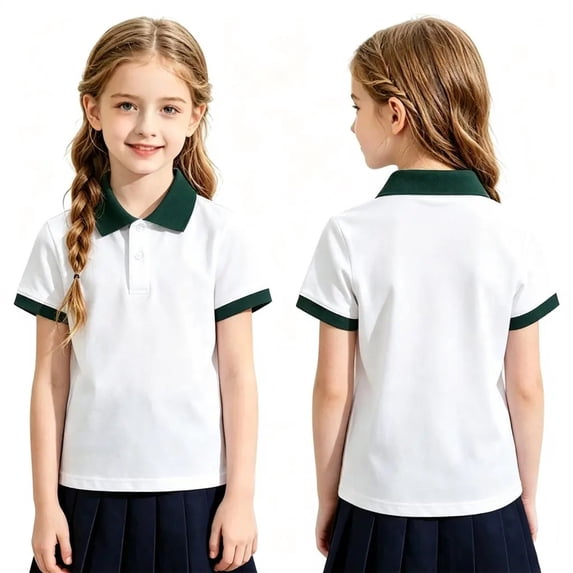 Yfalhf Boys Girls Polo Shirt School Uniform Kids Short Sleeve Tops Basic Casual Golf Tee Classic Quick Dry Clothes Green 110