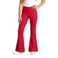 thumbnail image 1 of Yfalhf Girls Flare Leggings School Uniform Fleece-Lined Pants Slim Fit Warm for Fall and Winter Red 120, 1 of 4