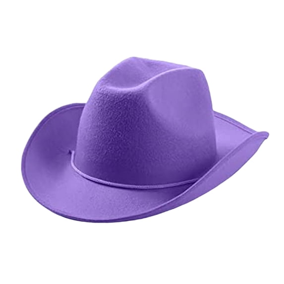 Yfalhf Halloween Western Cowboy Hat, Non‑Woven Wide Brim Party Hat, Cosplay Dress‑Up Accessory for Adults & Kids, Multiple Solid Colors,Purple
