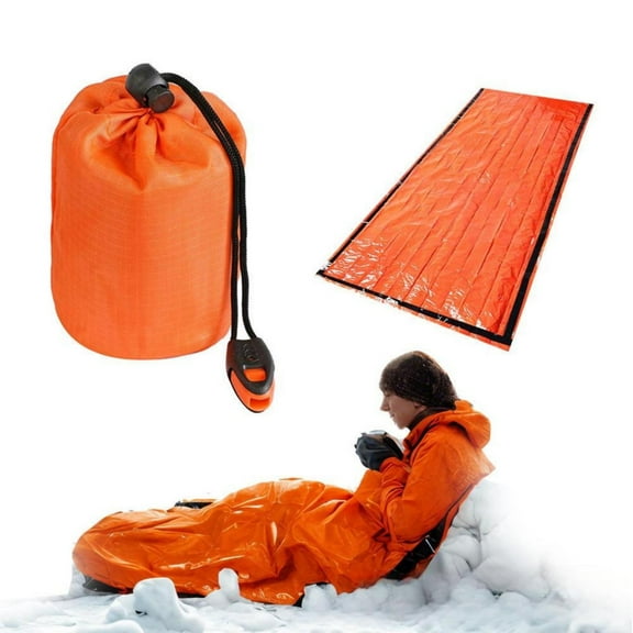 YfiDSJFGJ Emergency Outdoor Thermal Sleeping Bag,Lightweight Compact Bivvy For Camping Hiking & Hypothermia Prevention In Cold Weather