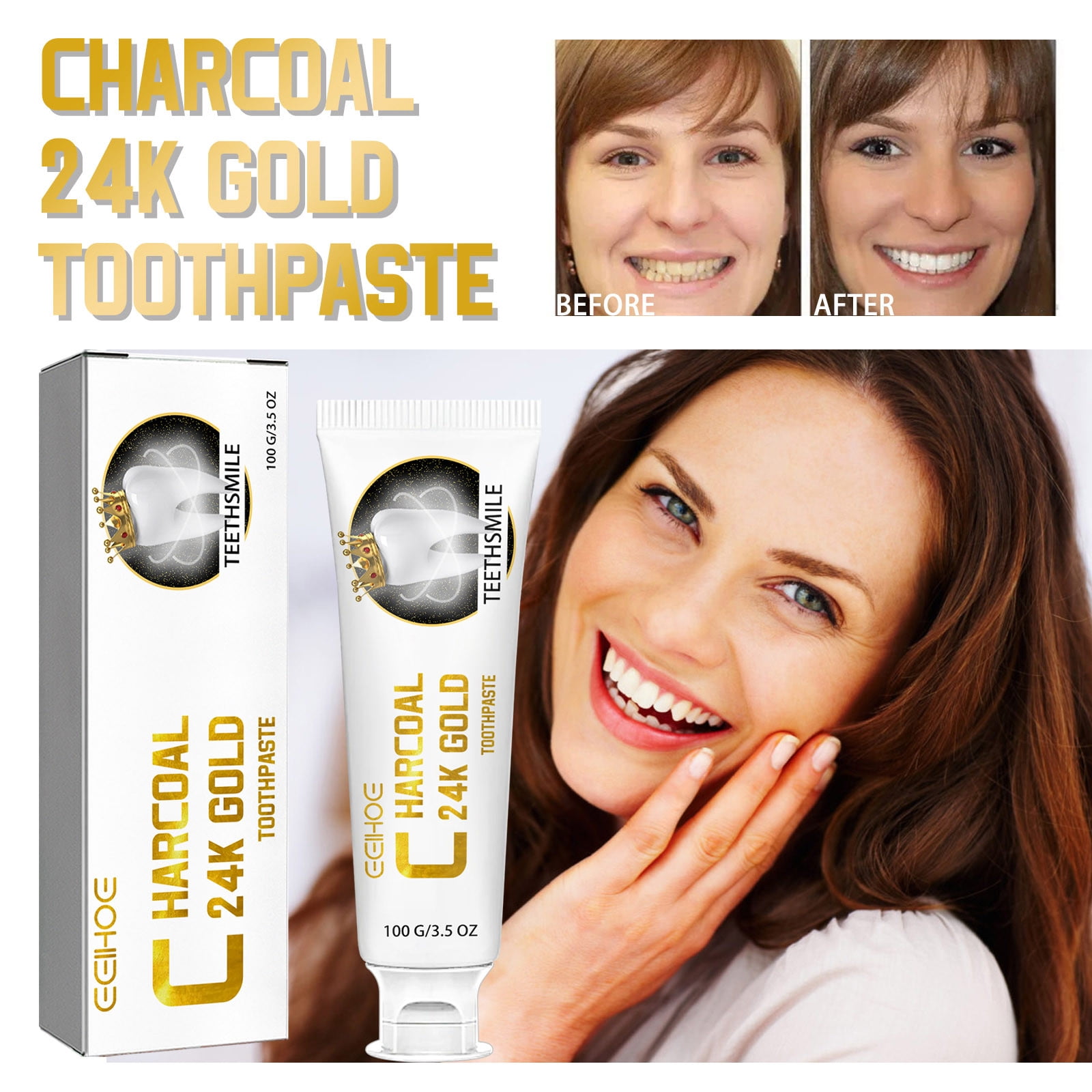 Yforlp Bambooes Charcoal Toothpaste, Natural Bamboo Charcoal Whitening