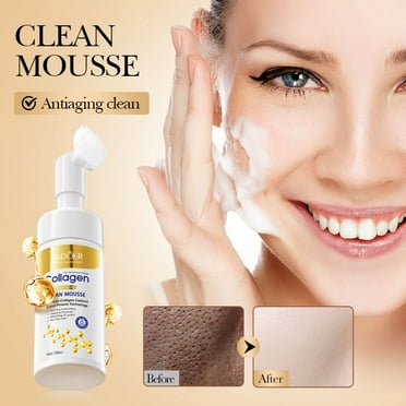 Yforlp Facial Cleansing Foam, Hydrating Foaming Daily Facial Cleanser with Collagen, Foam Facial Cleanser, Face Wash with Anti-Wrinkle Technology, Cleansing Whitening 120ml