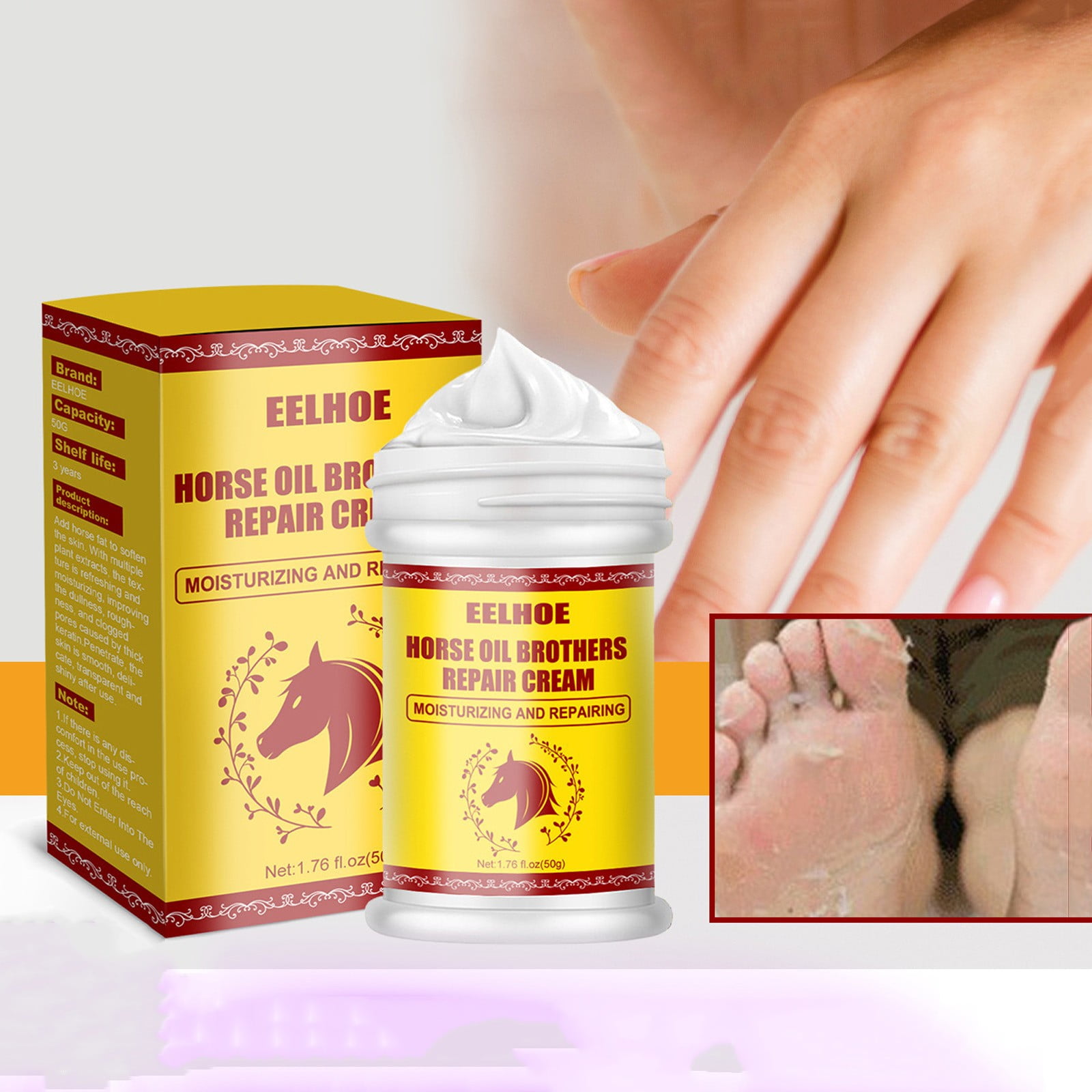 Yforlp Horse Oil Hand And Foot Repair Cream 50g, Skin Chapping Care