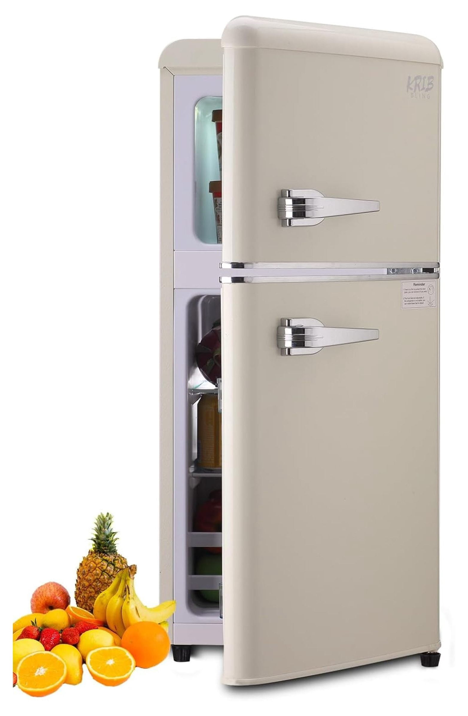 YfulYde 3.5 Cu.Ft Compact Refrigerator Mini Fridge with Freezer 7 Level Adjustable Thermostat Removable Shelves Small Refrigerator for Office Dorm Apartment Cream