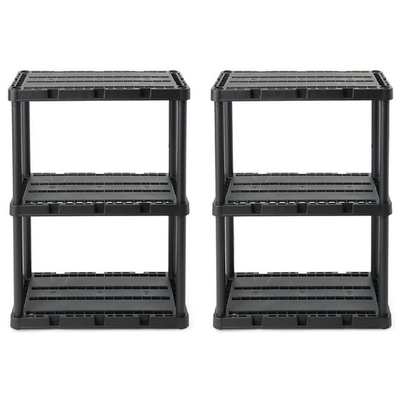 YfulYde 3 Shelf Knect-A-Shelf Solid Light Duty Storage Unit 24 x 12 x 33 Organizer System for Home, Garage, or Basement, Black (2 Pack)