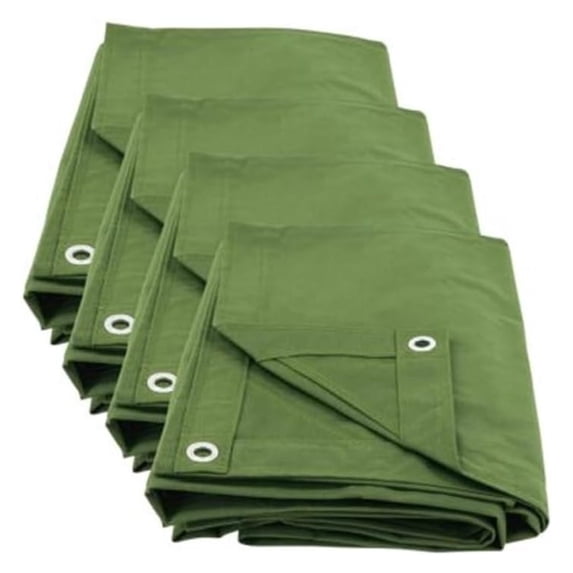YfulYde (4 Pack) 8' x 10' Green Canvas Tarp 12oz Heavy Duty Water Resistant