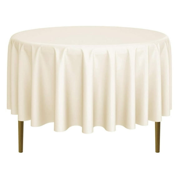 YfulYde - 5 Premium 90" Round Tablecloths for Wedding/Banquet/Restaurant - Polyester Fabric Table Cloths - Ivory