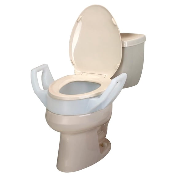 YfulYde 725753311 Elevated Toilet Seat with Arms for Elongated Toilet, 3-1/2", White, Supports Up to 300-Pound