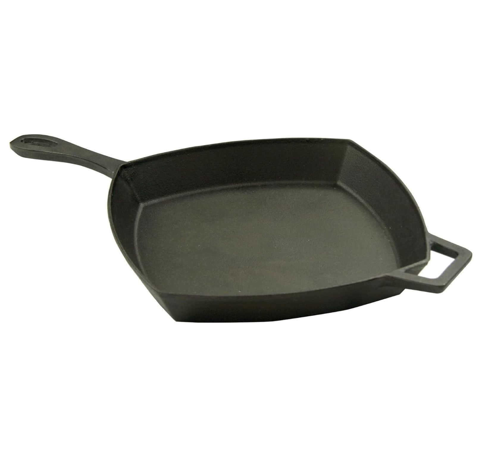 12-Inch Black Cast Iron Square Skillet with Helper Handle