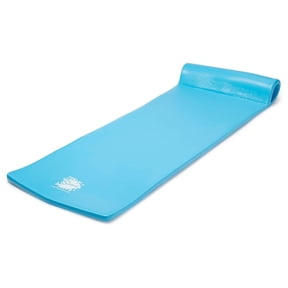 YfulYde Buoyant Vinyl Coated Foam Floating Mat Swimming Pool Lounger Water Raft with Supportive Roll Pillow, Marina Blue