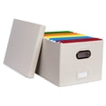 thumbnail image 1 of YfulYde Collapsible File Storage Organizer Box with Lid - Decorative Linen Hanging Filing & Storage Office Box - Letter/Legal - Strong Durable - Toys Blankets Binders - Cream - 1 Pack, 1 of 8