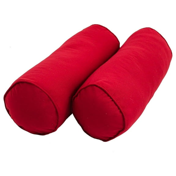 YfulYde Corded Twill Bolster Pillows (Set of 2), 2 Count (Pack of 1), Red