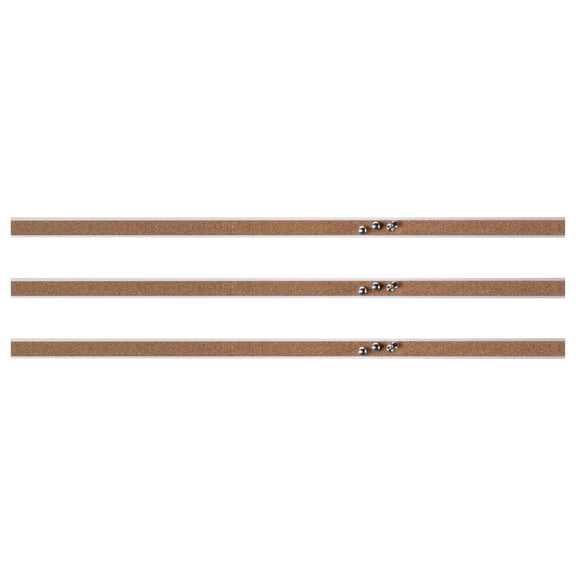YfulYde Cork Strip Bulletin Bar - " Width - Aluminum - 3/Bundle (49535BD)