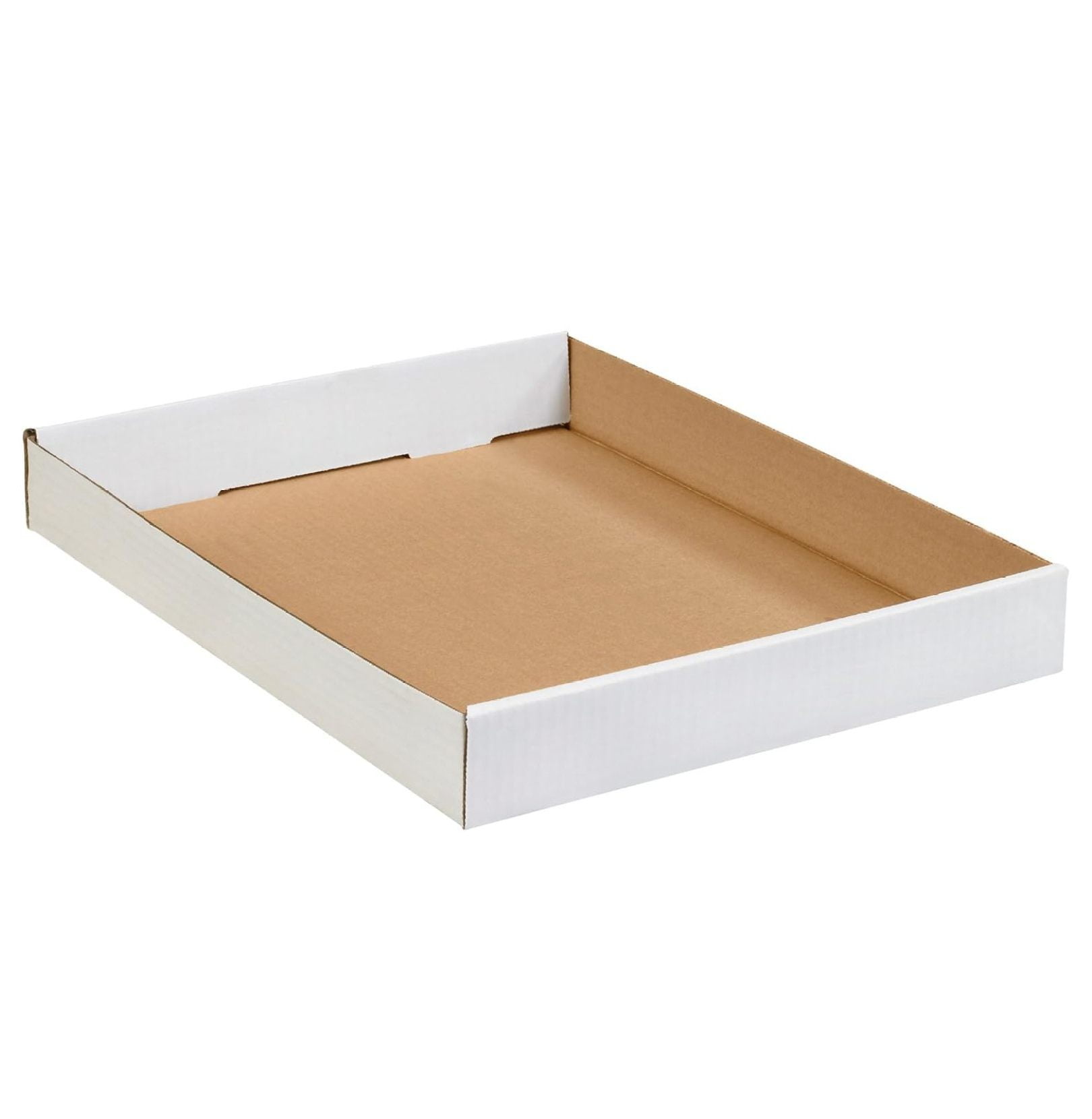 YfulYde Corrugated Cardboard Trays, 15" x 12" x 1 3/4", White, Perfect for Transporting Small and Lightweight Loads, For Packaging or Moving Plants, Cans, Bottles and Other Items, Pack of 50
