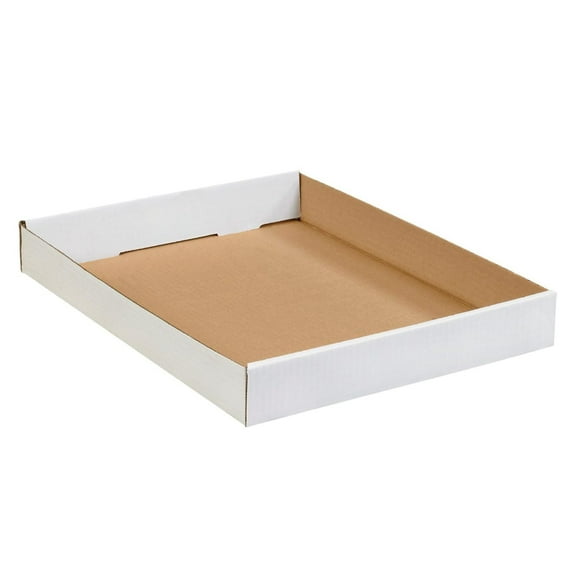 YfulYde Corrugated Cardboard Trays, 15" x 12" x 1 3/4", White, Perfect for Transporting Small and Lightweight Loads, For Packaging or Moving Plants, Cans, Bottles and Other Items, Pack of 50