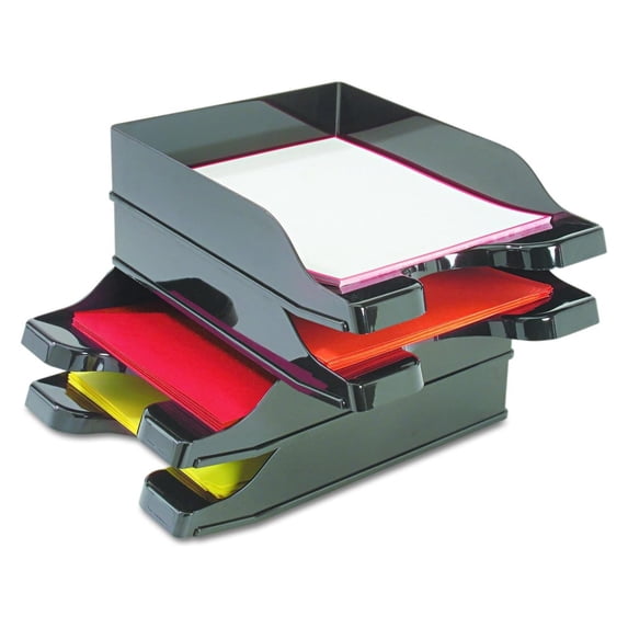 YfulYde Docutray Multi-Directional Stacking Tray, Black, Set of 2 Trays ...