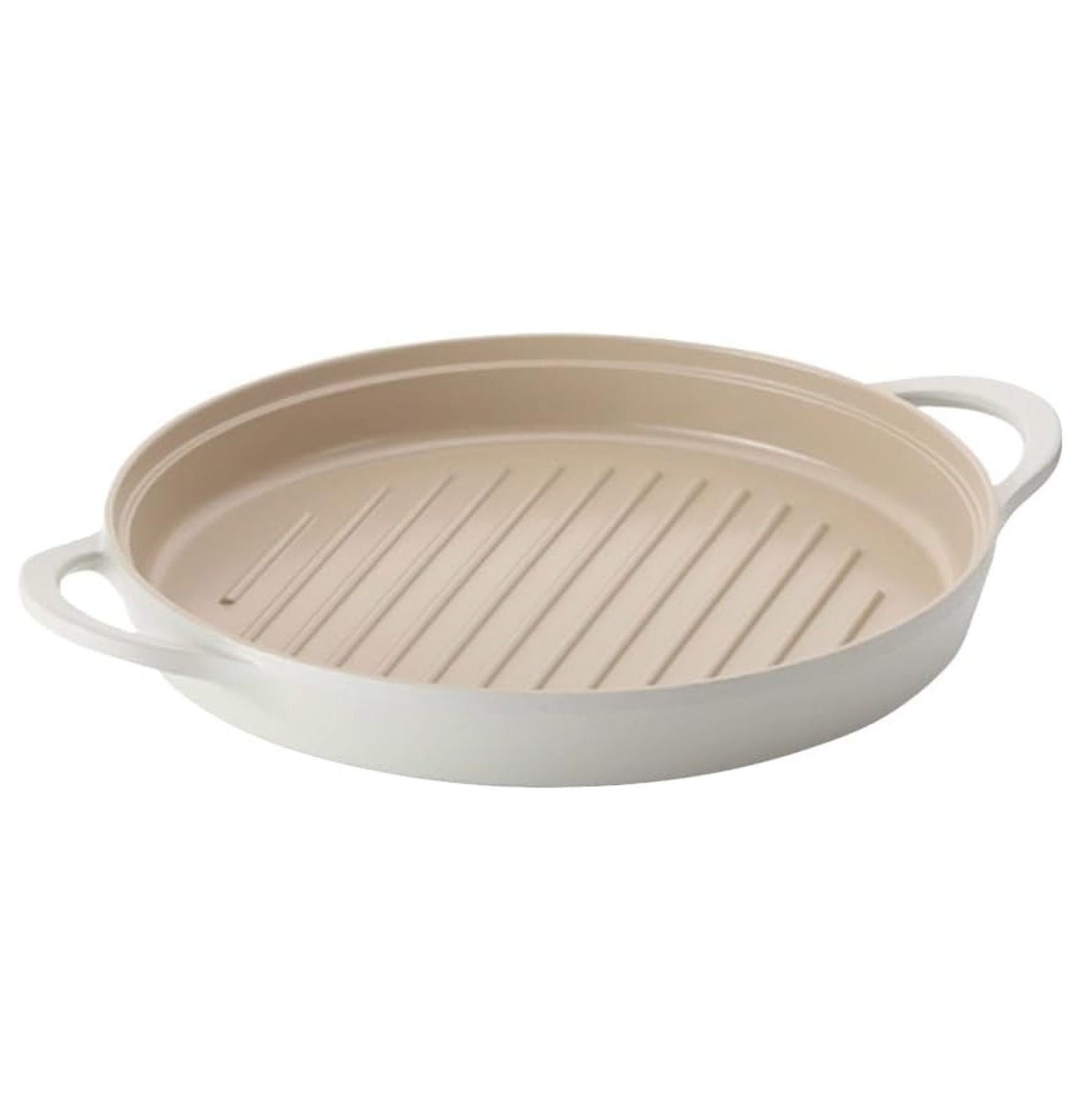 YfulYde FIKA 10inch 26cm Ivory Round Grill Pan, Impact Induction Heating