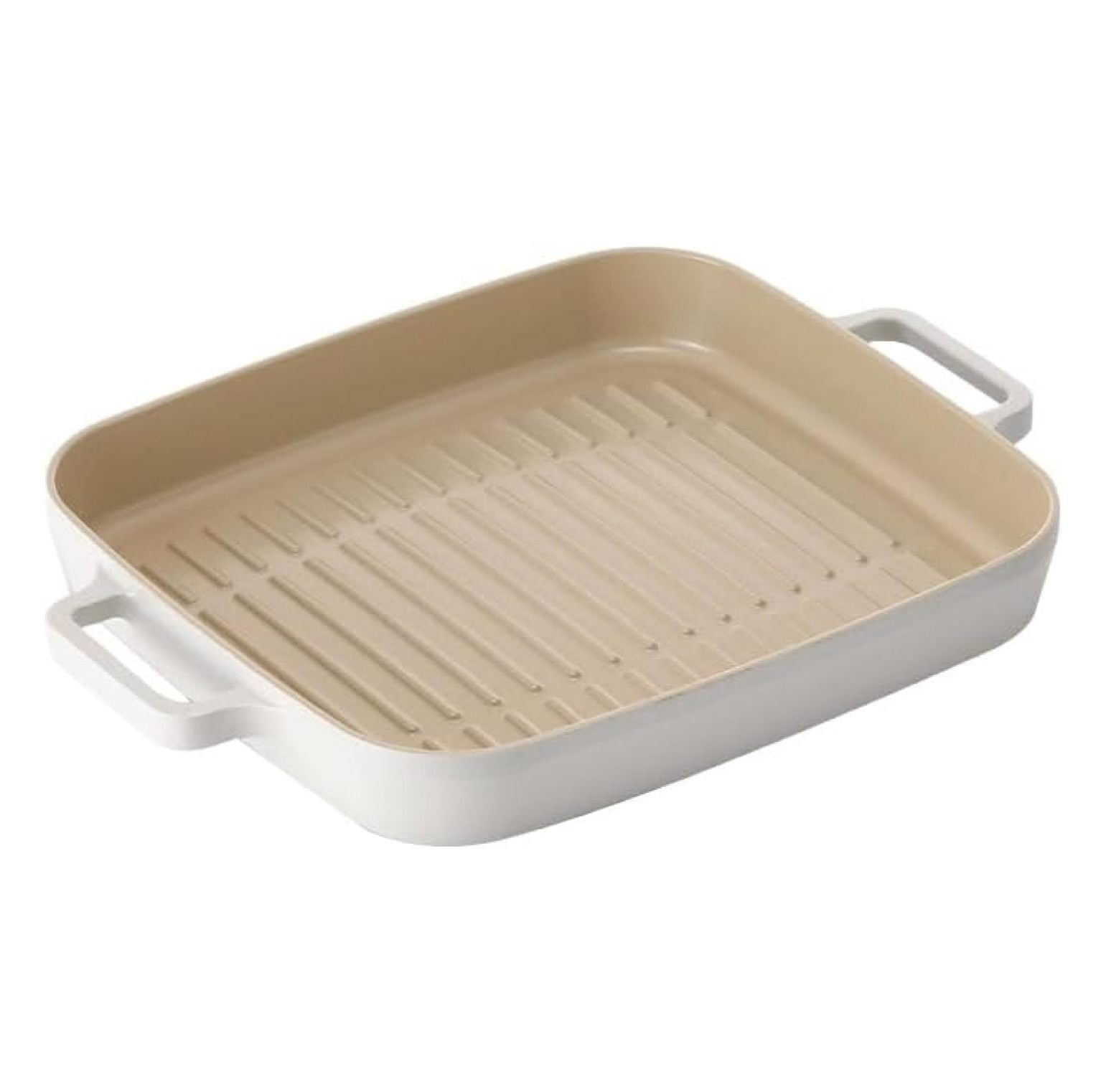 YfulYde FIKA 11inch 28cm Ivory IH Rectangular Grill Pan, Impact Induction Heating