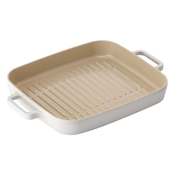 YfulYde FIKA 11inch 28cm Ivory IH Rectangular Grill Pan, Impact Induction Heating