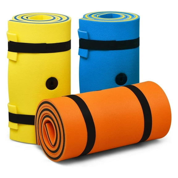 YfulYde Floating Water Mat, Thick Swimming Floating Foam Pad Hammock with Rolling Pillow Design, Portable 3-Layer Water Raft Mattress for Water Activities Swimming Pool, Lake, Sea