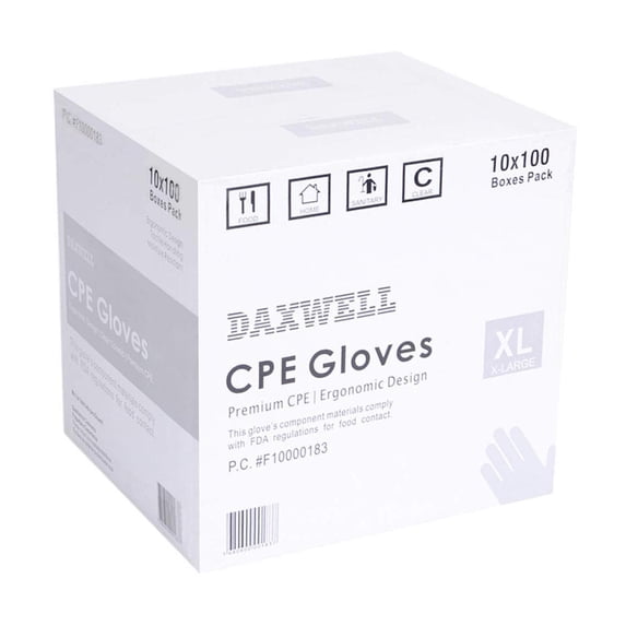 YfulYde Gloves, Embossed, Premium Cast Polyethylene (CPE), Powder , Extra Large, Clear, F10000183 (Case of 1,000, 10 Boxes of 100)