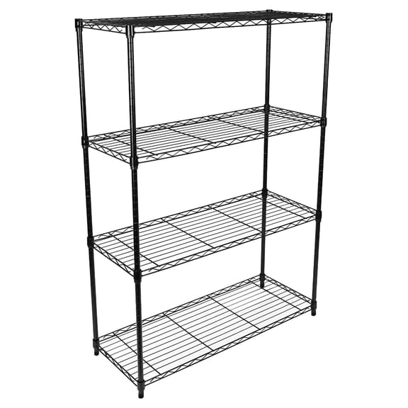 YfulYde Heavy Duty 4-Shelf Shelving with Wheels, Adjustable Storage Units, Steel Organizer Wire Rack,Black