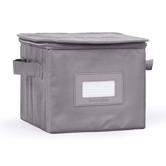 YfulYde Keepsakes Dish Storage Box – Stackable, Reinforced Handles, China Storage, Graphite