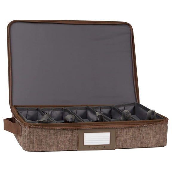 YfulYde Keepsakes Flatware Storage Box – Stackable, Reinforced Handles, China Storage-Brown Heather