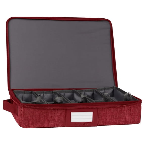 YfulYde Keepsakes Flatware Storage Box – Stackable, Reinforced Handles, China Storage-Red Heather