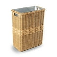 thumbnail image 1 of YfulYde Large Rectangular Wicker Waste Basket with Metal Liner, 14.5 in L x 9 in W x 18 in H, Sandstone, 1 of 6
