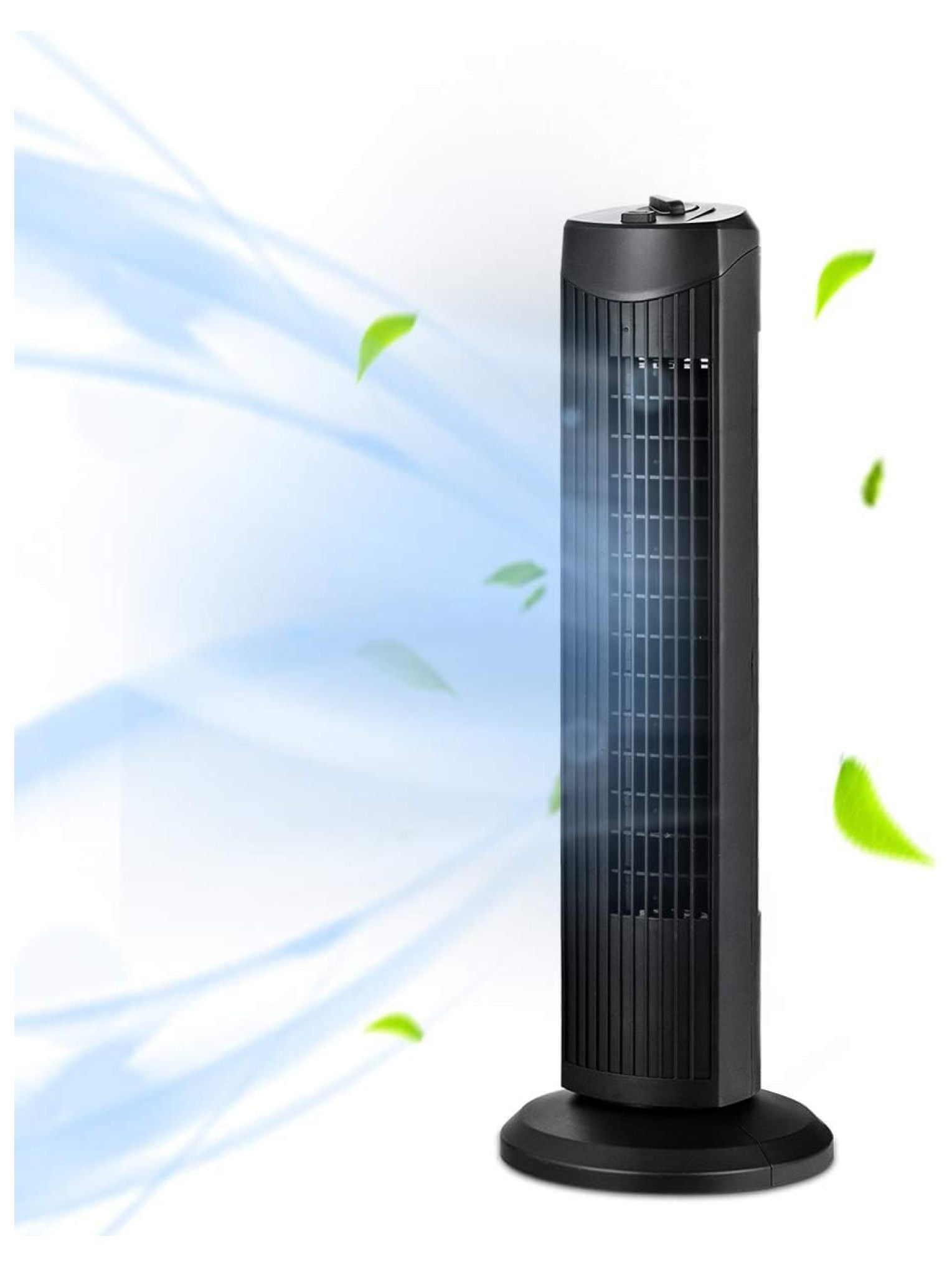 Black 28" Oscillating Bladeless Tower Fan with Three Speeds