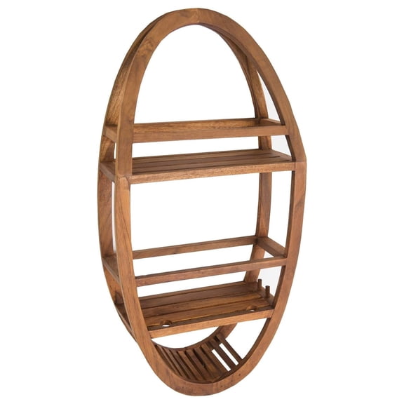 YfulYde Patented Moa Oval Teak Shower Organizer
