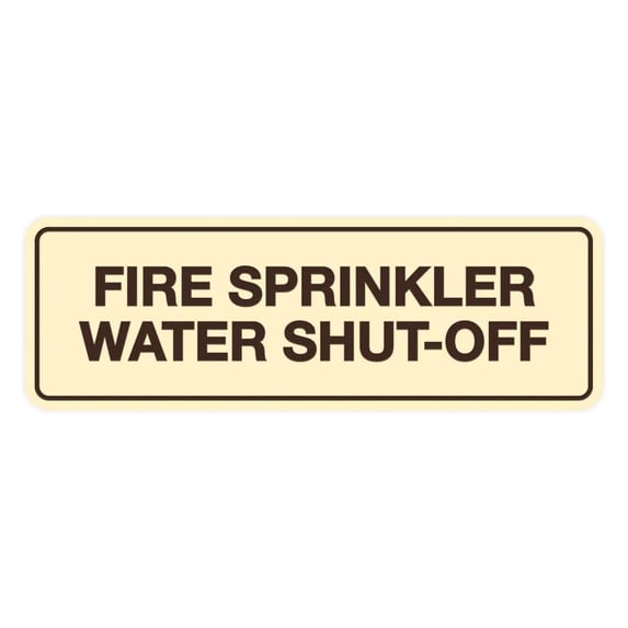 YfulYde Standard Fire Sprinkler Water Shut-Off Sign (Ivory/Dark Brown) - Medium