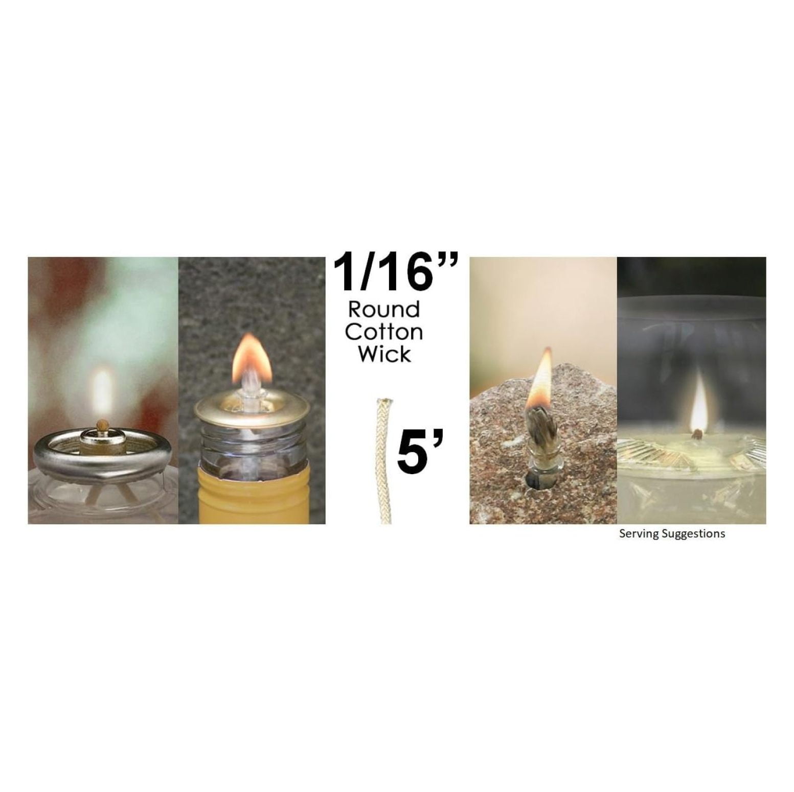 YfulYde Wick It Up 1/16" 5' Round Braided Cotton Replacement Wick for