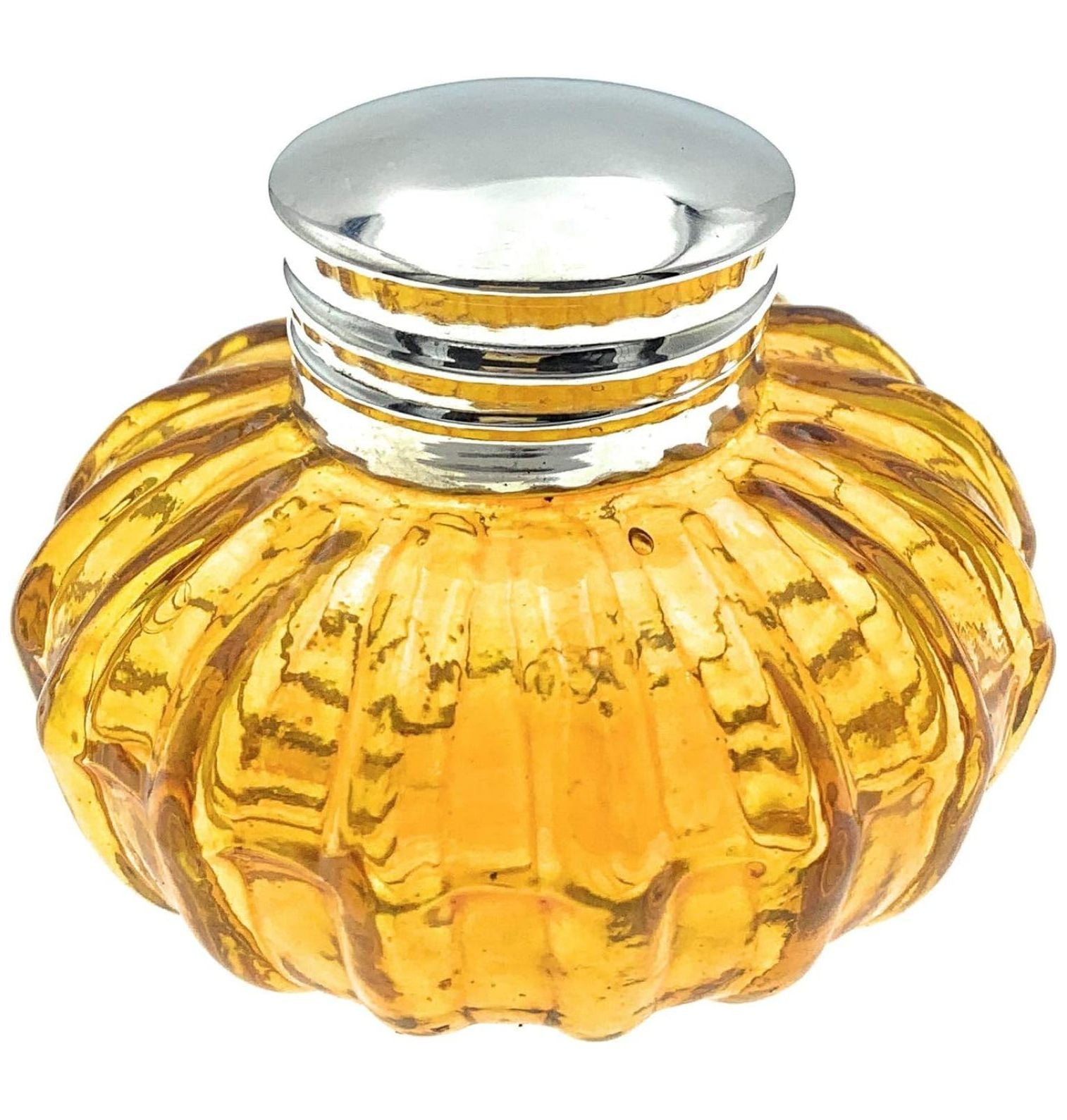 YfulYdempany Round Swirled Amber Glass Inkwell, 3 Inch Diameter X 2.25 ...